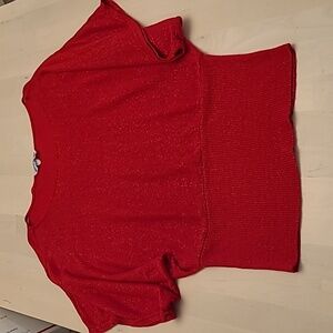 LIKE NEW VTG Nicolette Red Glittery Short Sleeved Fitted Waist Sweater
